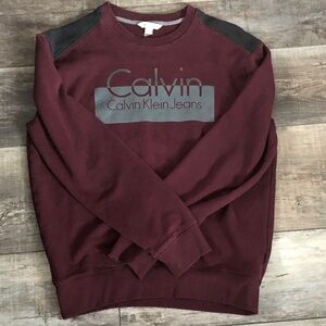 Calvin Klein Men's Dark Red Crewneck Sweater